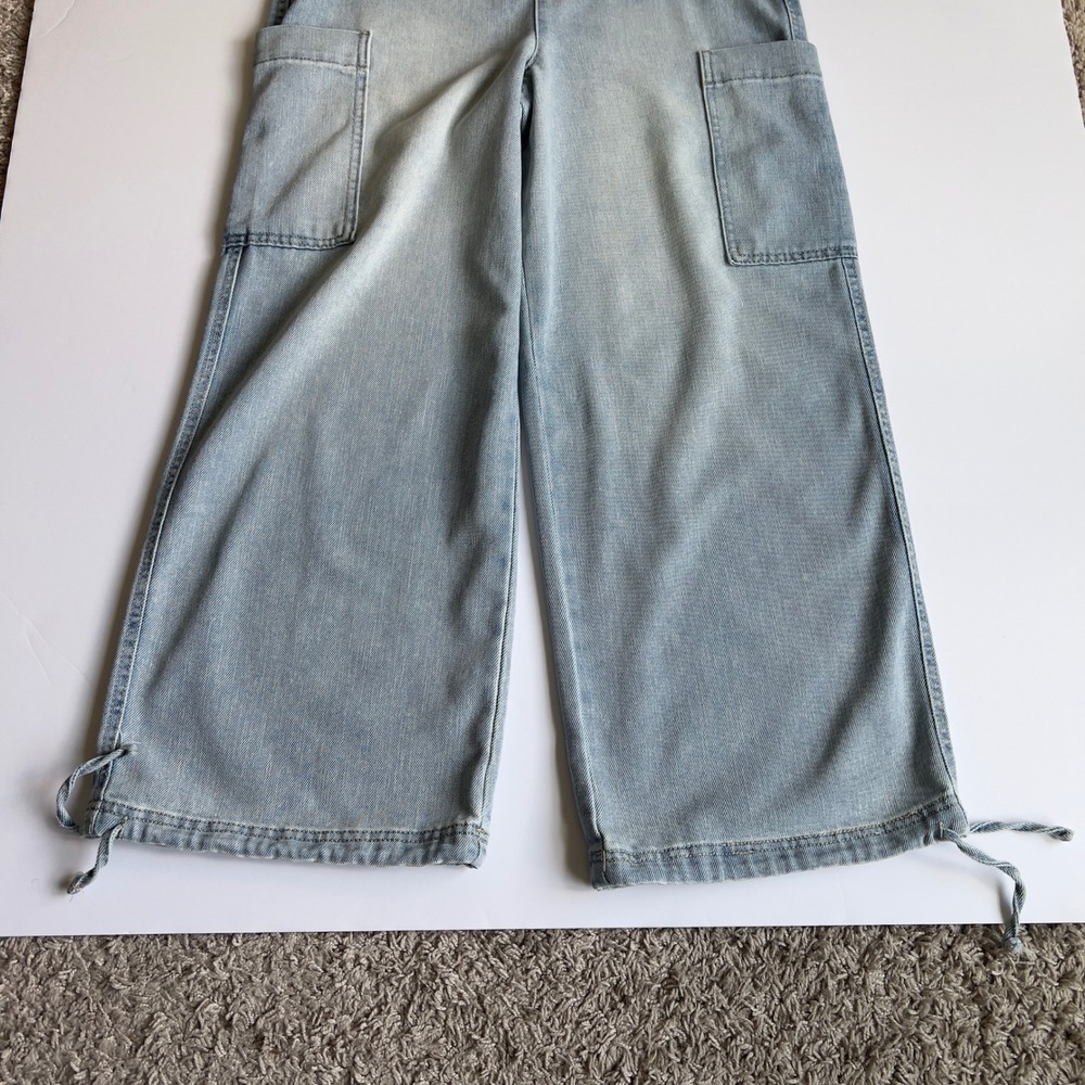 Vanilla Star Light Denim Wide Leg Jumpsuit Small 90s Y2K Streetwear Bib Overalls - Picture 14 of 16